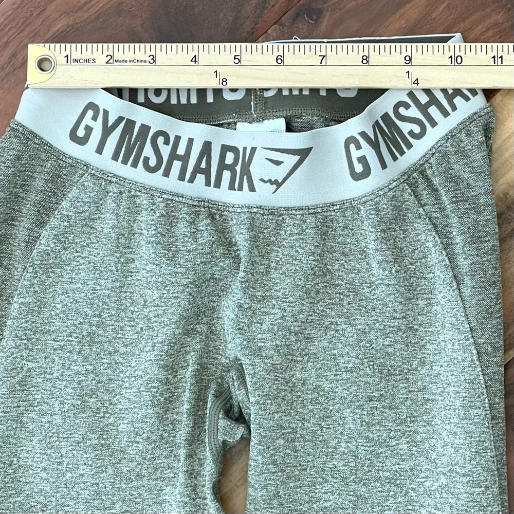 GYMSHARK Size Small Flex Low Rise Logo Waist Leggings Marled Olive Green - Picture 3 of 9
